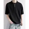 Directo del fabricante, camiseta de verano para hombre de manga corta ajustada, polo básico nuevo de color liso y peso pesado