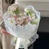 Papel de Regalo Floral de Gasa Tejida Blanca con Borde de Encaje, Tela Decorativa, Materiales de Arte Floral, Papel para Envolver Ramos