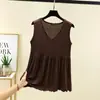 Vestido Colete Soltinho de Modal Novo de Verão Costura de Moda Gola Alta de Ovo de Ganso Casual Colete para Casa Sem Mangas