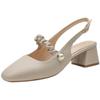 Sandalias de Dedo para Mujer 2025 Nuevo Primavera y Verano Estilo Hada Francés Zapatos de Noche Retro Zapatos de Tacón Medio Grueso Zapatos Mary Jane