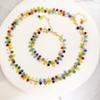 Novo colar de pulseira trançada artesanal de dopamina arco-íris boêmio banhado a cobre 14K ouro verdadeiro elegante corrente de clavícula