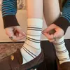 Calcetines florales otoñales suaves para mujer, de longitud media hasta la pantorrilla, estilo dulce, cuento de hadas de hojas verdes retro, estilo preppy, calcetines sin costuras con volantes