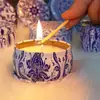 Vela perfumada de porcelana azul y blanca en lata estilo étnico con flores secas, fragancia de cera de soja para el hogar y el dormitorio, adecuada como regalo
