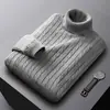 Suéter de Color Sólido Otoño e Invierno Estilo Coreano para Hombre Cuello Alto Moderno Holgado Talla Grande Suéter de Punto Casual