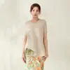 Directo de Fábrica Miyaike Camiseta para Mujer Camiseta de Manga Corta de Alta Gama Holgada Adelgazante Irregular Moda Rejuvenecedora Top Versátil