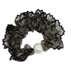 Diadema de Encaje Azul con Estampado de Leopardo de Gama Alta para Mujer, Diadema Vintage de Perlas, Suave con el Cabello, Banda Elástica
