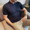 Camisa Polo de Verano 2026 Estilo Old Money para Hombre, Lyocell Lino, Amigable con la Piel, Transpirable, Rayas, Manga Corta Color de Contraste
