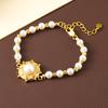Pintura al óleo original vintage Palacio Flor de Gota de Aceite Pulsera de Perlas Verano para Mujer Pulsera de Lujo Ligero Traje de Pendientes