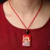 Pingente Colar Autêntico Vermelho Cinnabar com Pintura Amarela do Deus da Riqueza Corrente para Suéter Presente Vermelho de Bênção Presente de Ano Novo Chinês