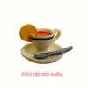 Tienda de comestibles japonesa Zakka, tienda de té, tres flores, gato, mono, cafetería, adornos de escritorio, escena en miniatura, pequeños adornos