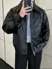 Chaqueta de cuero PU con cremallera de alta calidad para hombre, nuevo estilo otoño e invierno, chaqueta holgada retro estilo aviador biker con cuello de solapa