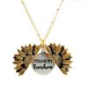Deseo nuevas joyas que se pueden abrir girasol doble letra colgante flor collar fabricantes al por mayor