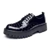 Zapatos de Cuero de Negocios para Hombre Zapatos Casuales con Cordones de Superficie Brillante Remachados Suela Gruesa Mocasines Talla Grande Zapatos Pequeños de Cuero que Aumentan la Altura