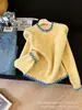 Suéter de encaje con bloques de color estilo coreano inspirado en la universidad para mujer, nueva colección otoño/invierno, suave y cómodo, corte relajado, cuello redondo, cierre de media botonadura, jersey holgado