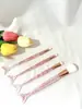 Set de brochas de maquillaje de cuatro piezas con cola de pez, mango de cristal, cerdas suaves, herramientas de belleza brillantes, láser, disponible para venta al por mayor