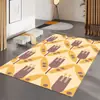 Tapete de Veludo Cristal para Mesa de Centro, Tapete Simples Moderno para Sala de Estar, Sensação de Luxo Leve de Alto Padrão, Tapete com Padrão de Folhas para Quarto ao Lado da Cama