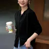 Cardigan de Punto de Lana Peinada con Cuello Redondo de Manga Larga de Color Sólido Holgado Versátil Nuevo de la Colección Primavera 2025 para Mujer