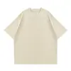Camiseta unisex casual de algodón peinado de 300G, manga corta, color liso, hombros caídos, resistente, no transparente, cuello redondo, corte holgado, estilo americano