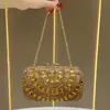 Bolso de mano vintage de alta gama nuevo con asa de cadena, bolso de mano para mujer, bolso de noche de lujo con adornos de diamantes para damas