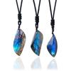 Labradorita natural Piedra lunar hojas luz de luna azul piedra original con forma colgante de piedra desnuda joyería collar de cristal colgante