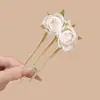Nuevo Estilo Chino Temperamento Suave Flor de Peonía Cuentas Pomelo Goteante Horquilla de Tres Dientes Horquilla de Estilo Antiguo Exquisita Horquilla Mecedora de Pasos