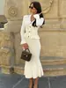 Novo Estilo Lady Francesa Estilo Exportação Gola V Tricô Duas Peças Moda Cardigã Longo Saia Terno Botão Saia do Quadril