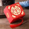 Caja de dulces hueca para boda china, caja de dulces creativa de estilo chino con borla, caja cuadrada, caja de dulces para regalo de boda