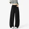 Marca de moda americana Corte inclinado Gris Peso pesado Pierna recta Caída Pantalones de chándal Unisex Otoño Holgado Pierna ancha Deportivos Casual Largos