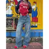 Pantalones Versátiles de Tiro Bajo Rectos Personalizados Reductores de Edad para Otoño Muestran Piernas Largas de Moda para Chicas Petite Atrevidas Jeans con Nuevo Bordado