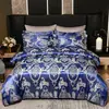Juego de cuatro piezas de jacquard satinado estilo europeo de alta gama con tela engrosada y bordes con volantes, adecuado para uso en casa de huéspedes y hotel, ropa de cama de tamaño matrimonial de comercio exterior