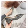 Zapatos Individuales de Punta Francesa Jin Bukang para Mujer, Nuevos de Cuatro Estaciones, de Boca Baja, con Pedrería, Planos, Zapatos de Señora Elegantes de Talla Grande tipo Bailarinas