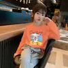 Novedad Primavera y Otoño 2026 Tops Casuales de Moda para Niños Medianos y Grandes, Camiseta de Manga Larga con Cuello Redondo de Dibujos Animados de Algodón Puro para Niñas