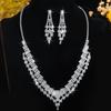 Suministro transfronterizo europeo y americano, elegante collar de lujo con brillantes diamantes de imitación, pendientes, joyería con borlas a juego para mujer.