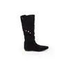Botas de Cano Alto com Babados Aumenta-Altura Sazonal para Mulheres, Botas de Cano Alto Retro de Uso Duplo, Novas Botas Western Cowboy de Bico Fino para Outono/Inverno
