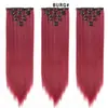 Extensões de Peruca de Cabelo Humano Real de Sete Peças, Cabelo Liso de Alta Temperatura de 16 Polegadas, Extensões de Cabelo Clip-In de Fibra Sintética Europeia e Americana, Peruca Liso