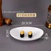 Prato Raso de Cerâmica, Prato Oval para Lanches, Louça Irregular, Prato Doméstico Estilo Ocidental, Prato para Bife com Padrão de Pedra, Prato de Serviço para Hotel