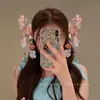 Pasador Grande de Mariposa con Flores de Seda Florales, Pin Lateral, Polilla Fluttering tipo Hada, Dulce Accesorio de Cabello de Princesa, Tocado Estilo Antiguo Hanfu