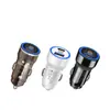 Cargador de coche transparente de 60W Carga rápida PD30W encendedor de cigarrillos uno para dos tipo C USB carga súper rápida cargador de coche