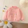 Sudadera Gruesa de Invierno de Moda con Forro Polar para Bebés Niñas, Lindo Diseño de Animales de Dibujos Animados, Top Versátil a la Moda para Salidas
