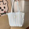 2755 Estilo Japonés Estilo Estilo Nube Burbuja Flor Bolso de Hombro Bolso Chaleco Estudiante Femenina Bolso de Mano Simple Bolso de Lona