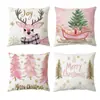 Funda de almohada navideña más vendida transfronteriza con estampado festivo de Papá Noel, funda de almohada para decoración del hogar, venta al por mayor directa del fabricante