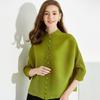 Manga Dolman Suelta Slim Plisada Hebilla Top Pequeño Diseño de Bolsillo Pecho Sencillo Top Plisado Cuello Redondo para Mujer