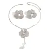 Conjunto de Collar y Pendientes con Diseño de Flores Europeas y Americanas Incrustadas con Perlas, Moda de Lujo Accesible, Exquisitos Accesorios para Mujer