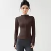 Conjunto de Fitness con Sensación de Segunda Piel que Moldea la Cintura Chaqueta con Cuello Alto y Cierre Completo Pantalones Acampanados Elásticos de Cintura Alta Ropa para Entrenamiento al Aire Libre Yoga