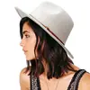 Sombrero de Sol para Exteriores Clásico Fieltro Fedora Ala Ancha Moda Sombrero Jazz con Hebilla de Cinturón