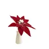 Decoraciones Navideñas 25cm Flor de Navidad Blanca Retro Artificial Falsa Hecha a Mano Flor de Tela Arreglo Florero Accesorios