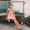 Moda Femenina Nueva Verano 2026 Estilo Europeo y Americano Transfronterizo Vestido Corto Sexy de Cuello Halter Espalda Descubierta con Dobladillo Irregular para Mujer