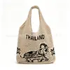 Bolsa de tricô jacquard retrô transfronteiriça bolsa tecida de elefante da Tailândia grande capacidade estilo férias ombro único