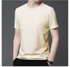 Camiseta Manga Curta Waffles Masculina Gola Saco nas Costas Cor Sólida Verão Top Respirável Base para Homens de Meia-idade e Jovens