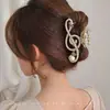 Nueva Pinza para el Cabello de Perla Dorada y Pedrería Disco Grande para la Parte Trasera de la Cabeza de Mujer Pinza de Tiburón Accesorios para el Cabello